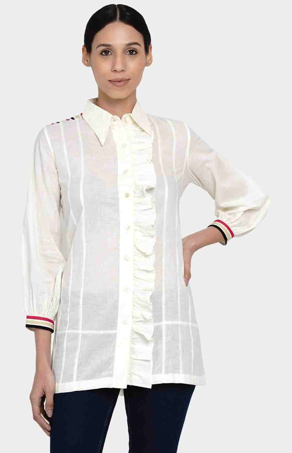 Off-White Gathered Placket Shirt