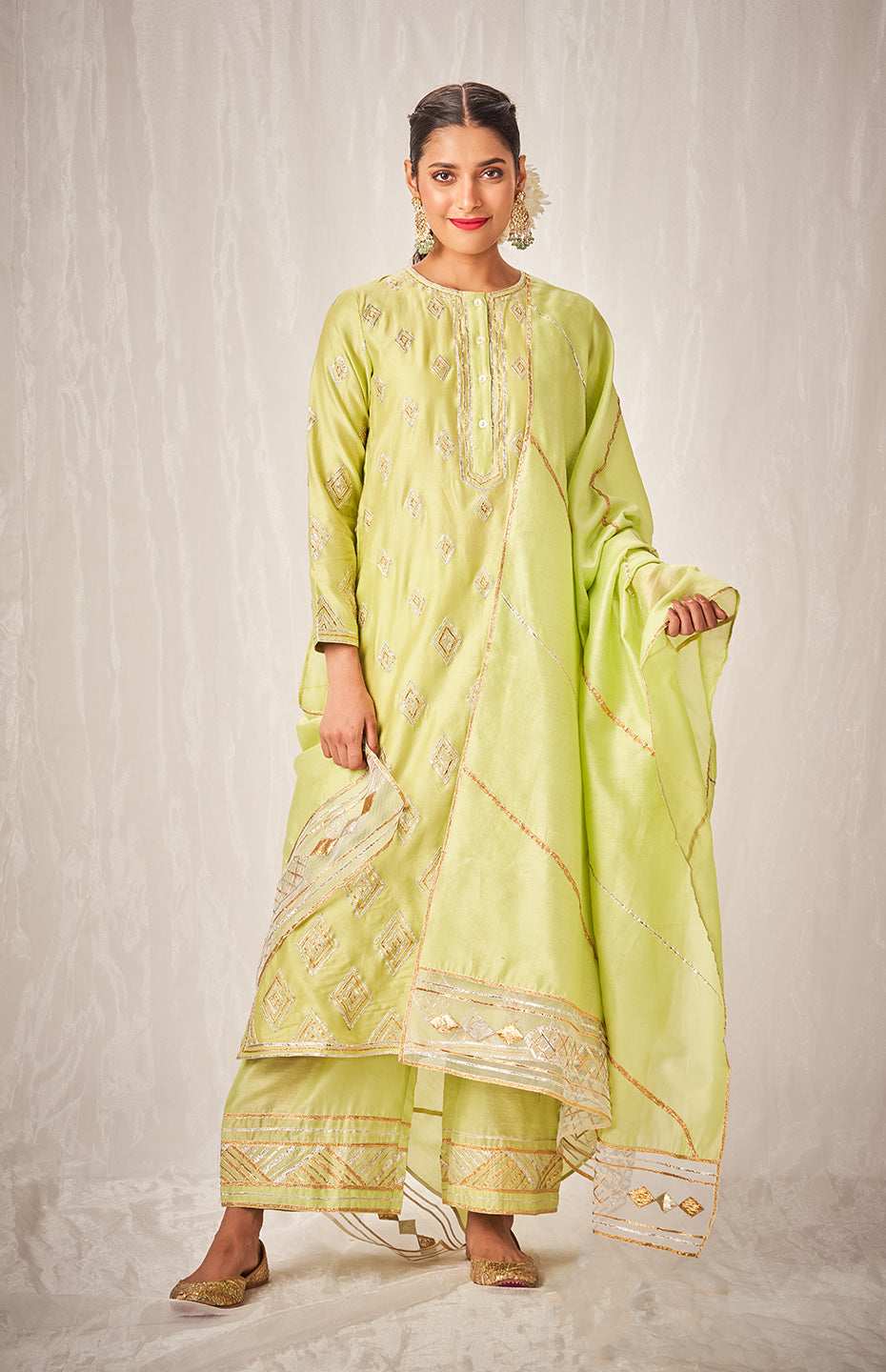 Pista Green A Line Kurta