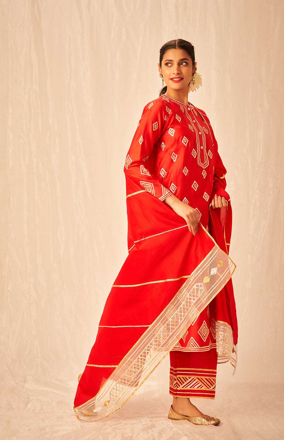 Red A Line Kurta