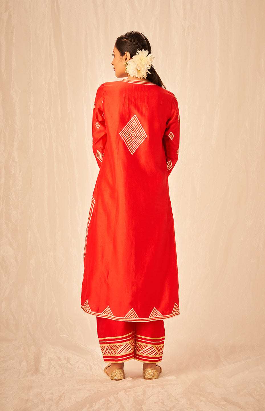 Red A Line Kurta