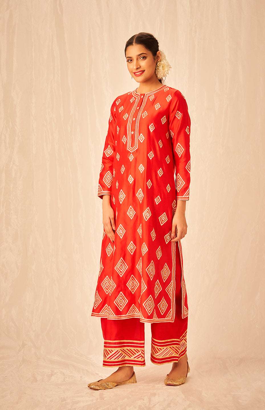 Red A Line Kurta
