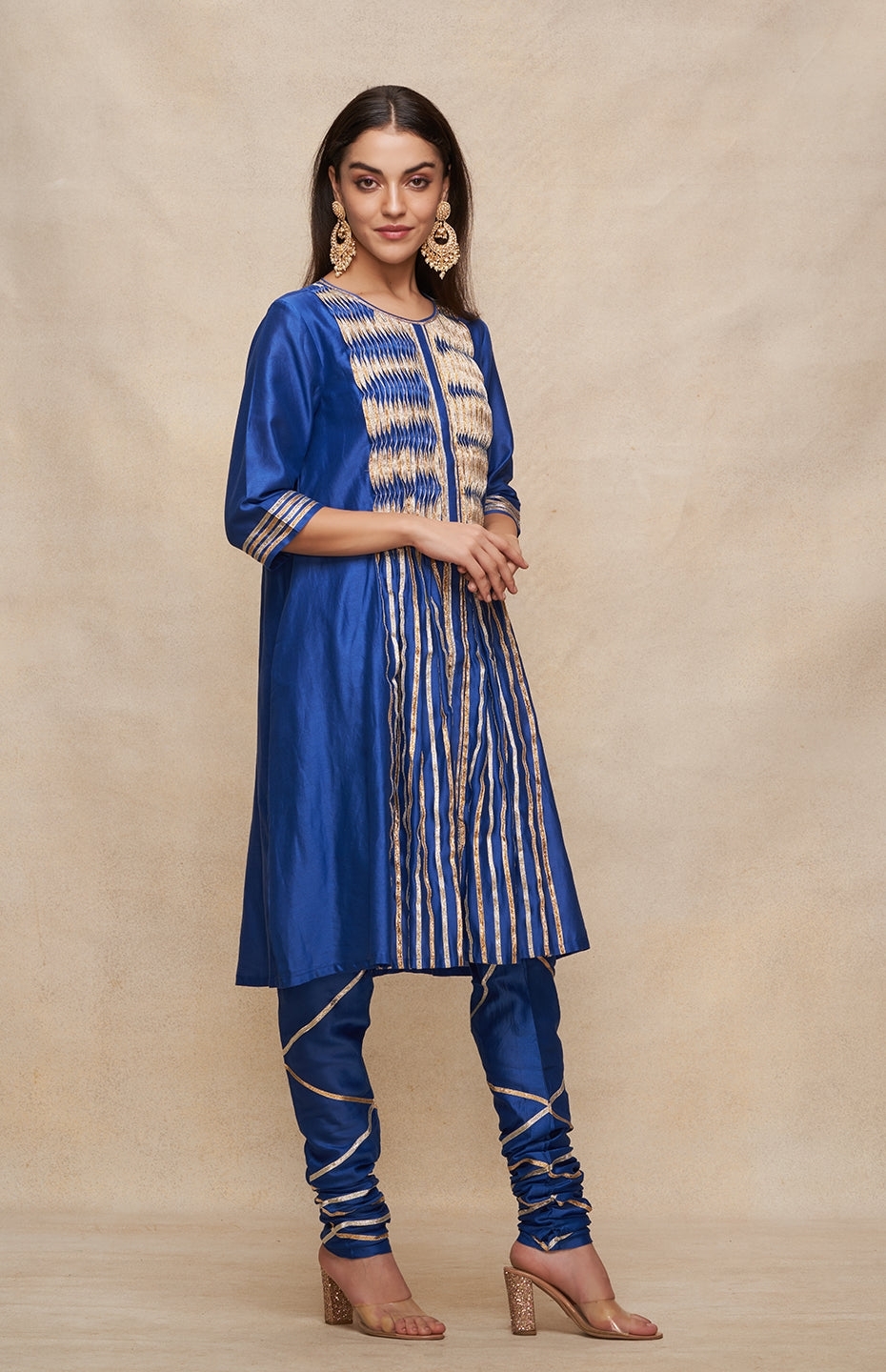 Royal Blue Gathered Gota Tunic