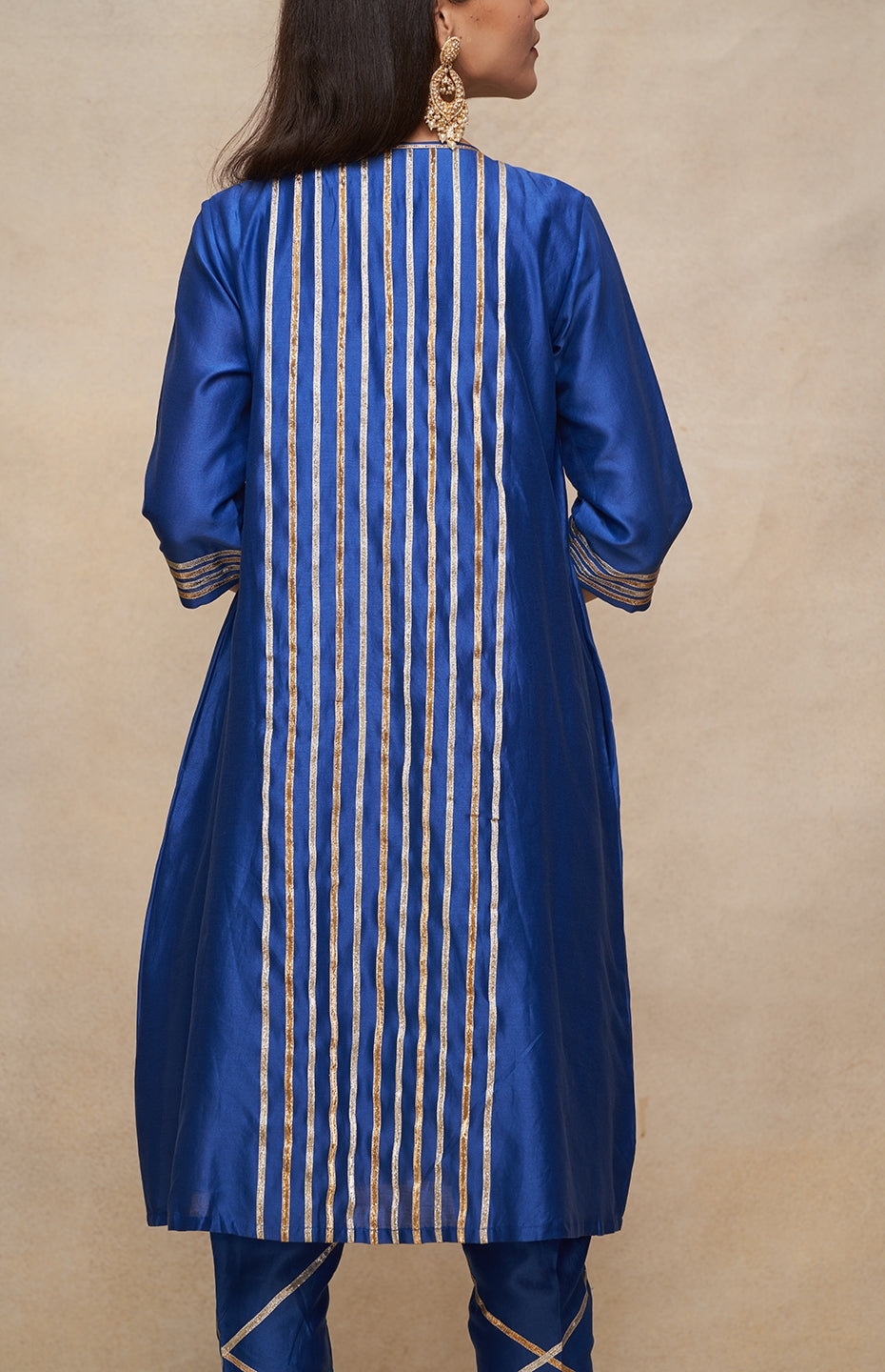 Royal Blue Gathered Gota Tunic