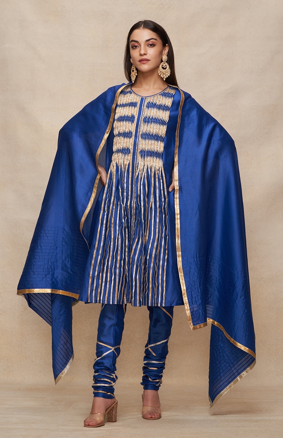 Royal Blue Gathered Gota Tunic