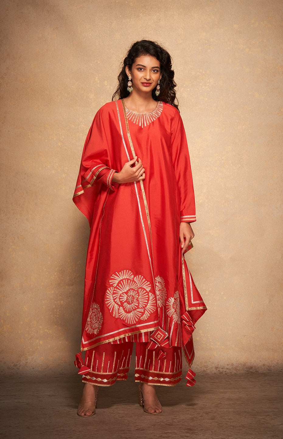 Red Rose Gota Kurta