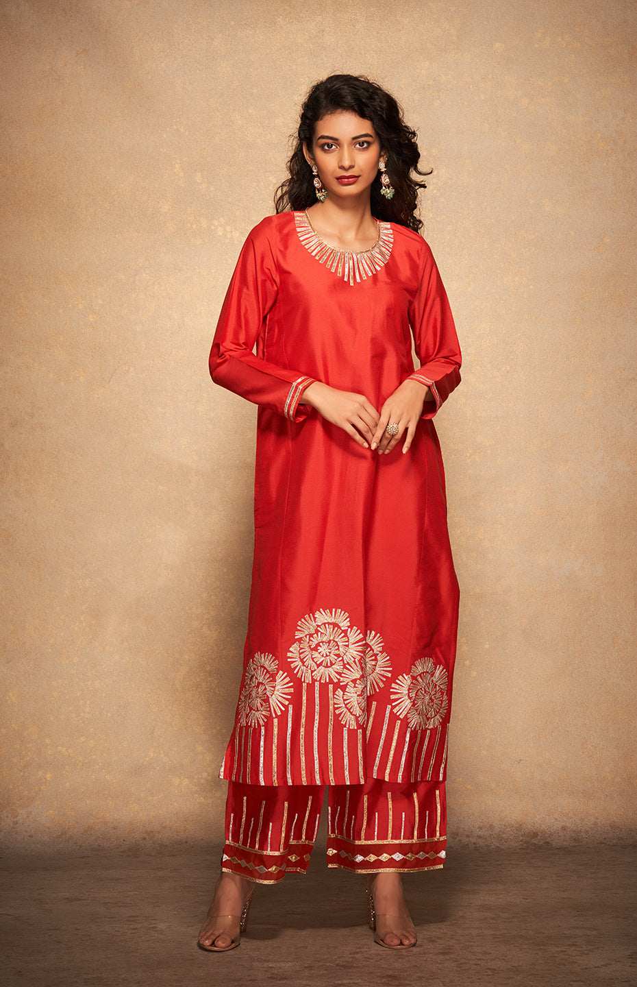 Red Rose Gota Kurta