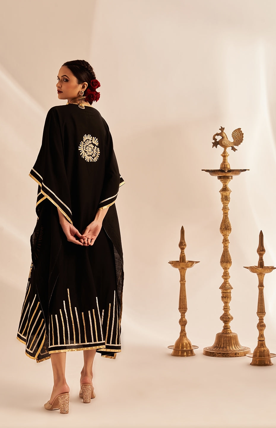 Black Rose Gota Kaftan