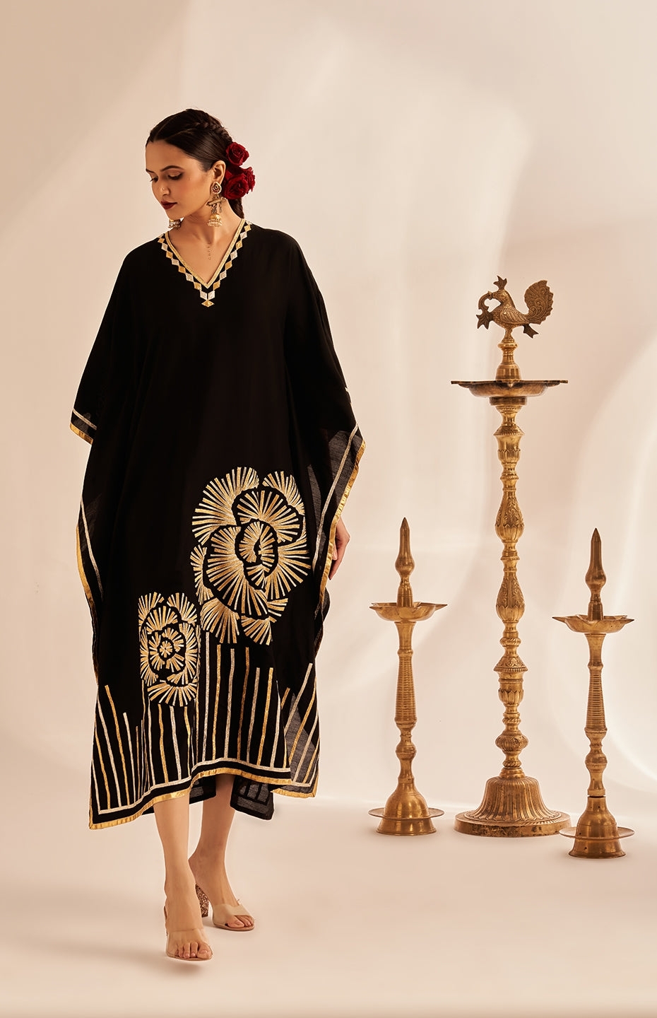 Black Rose Gota Kaftan