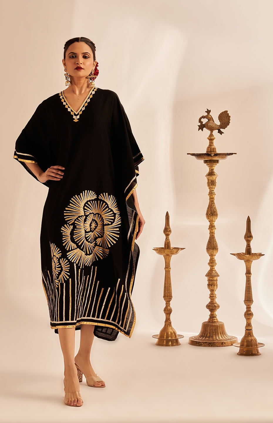 Black Rose Gota Kaftan