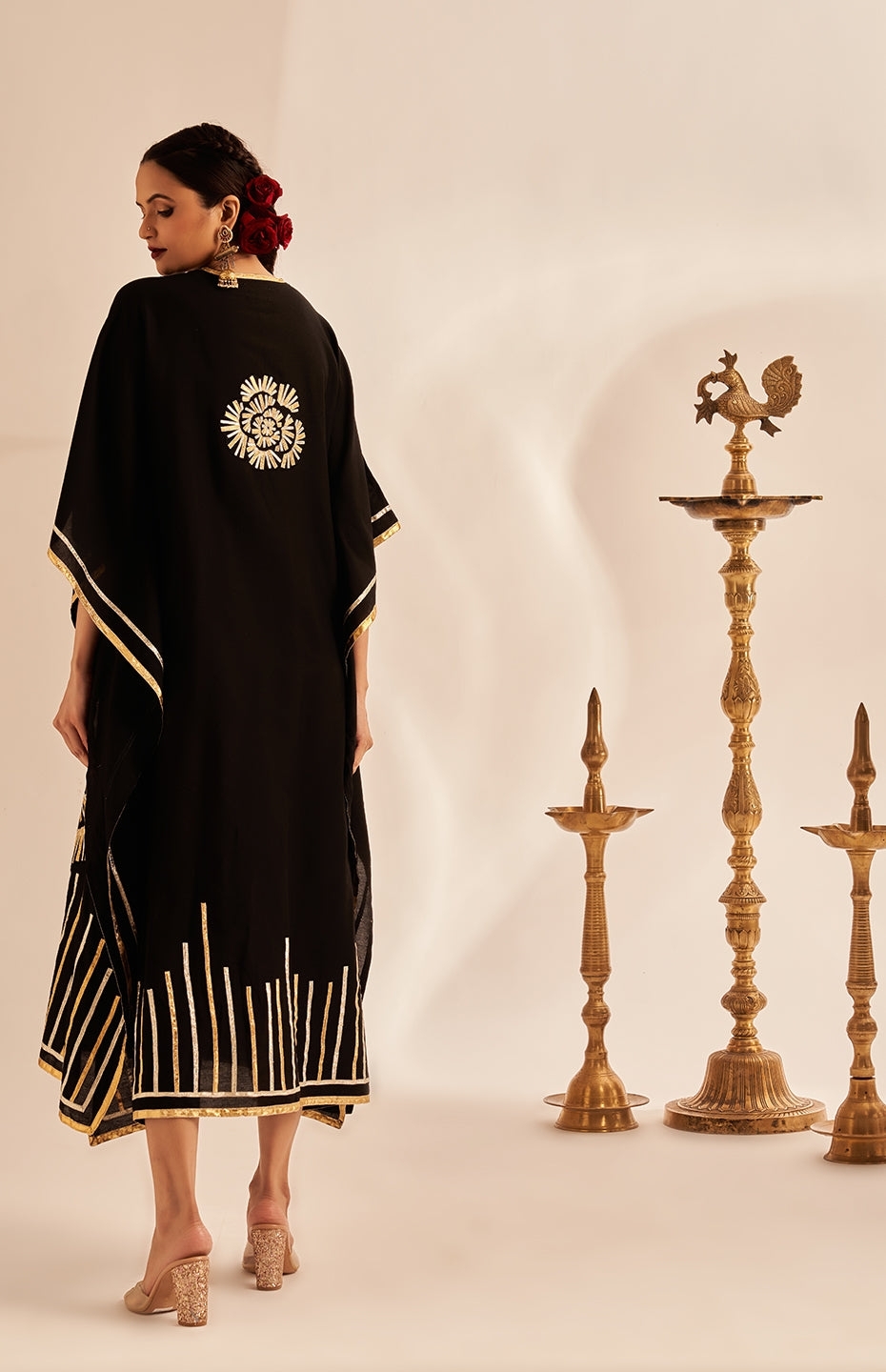 Black Rose Gota Kaftan