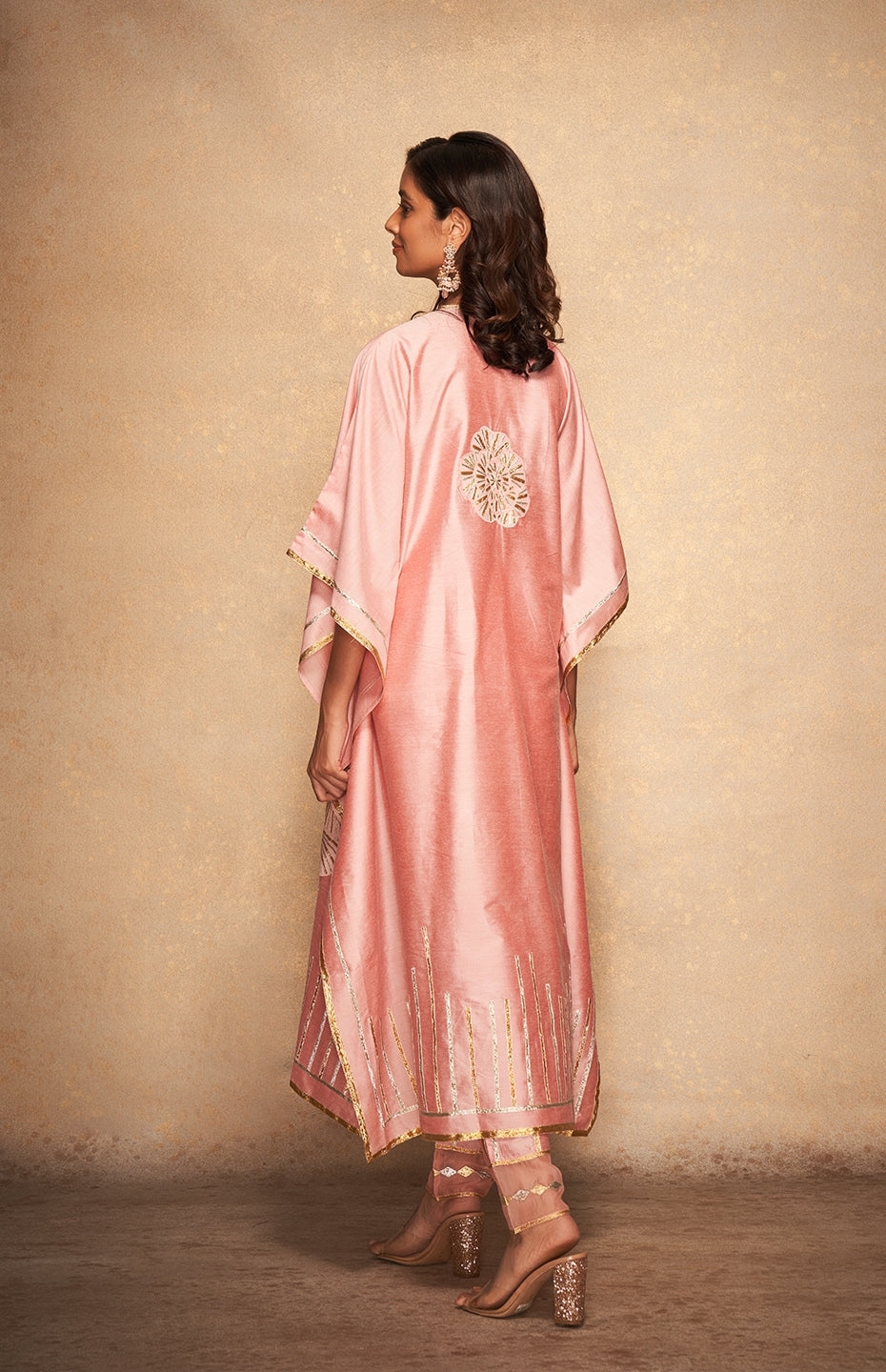 Pink Rose Gota Kaftan