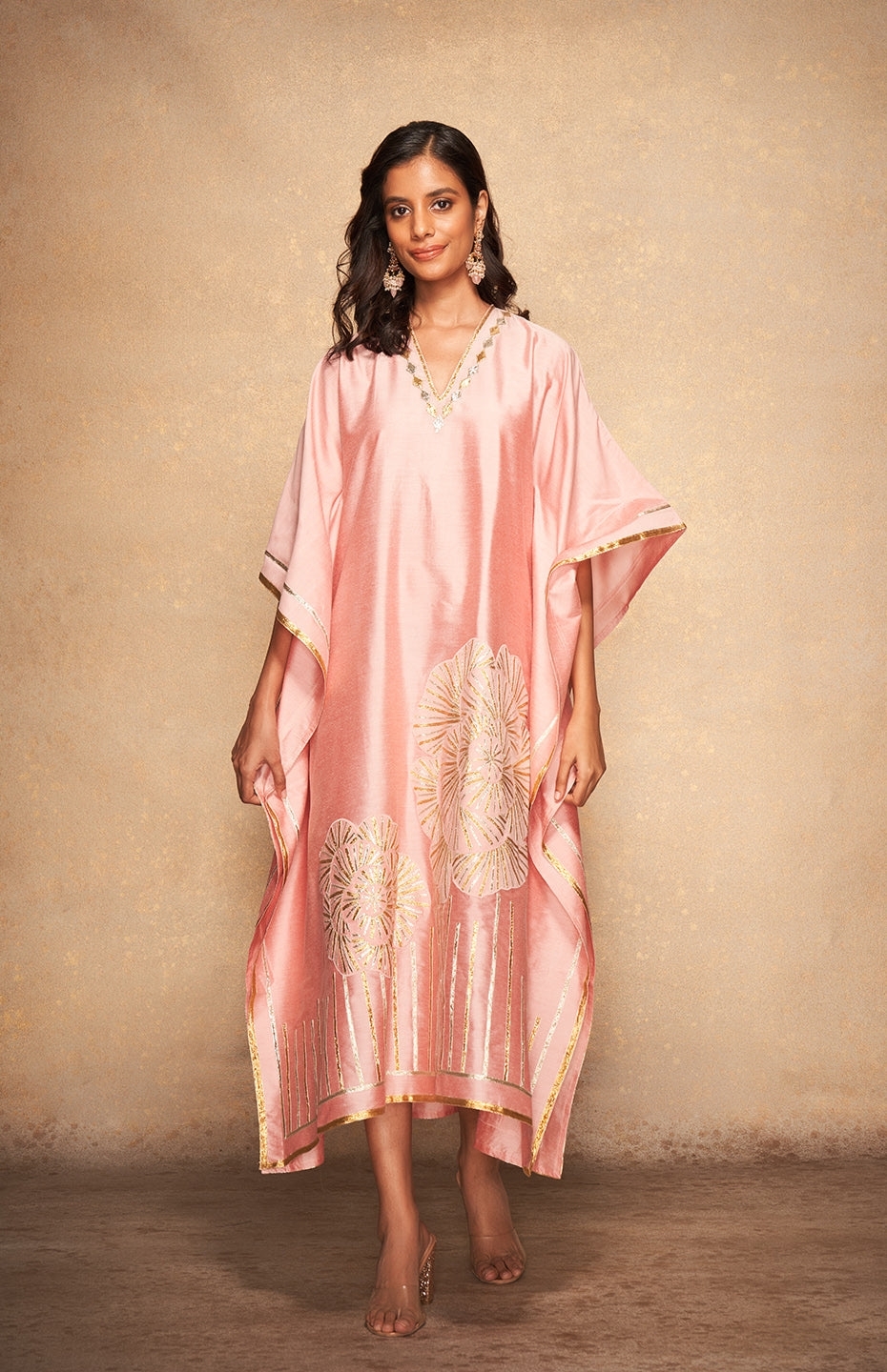 Pink Rose Gota Kaftan