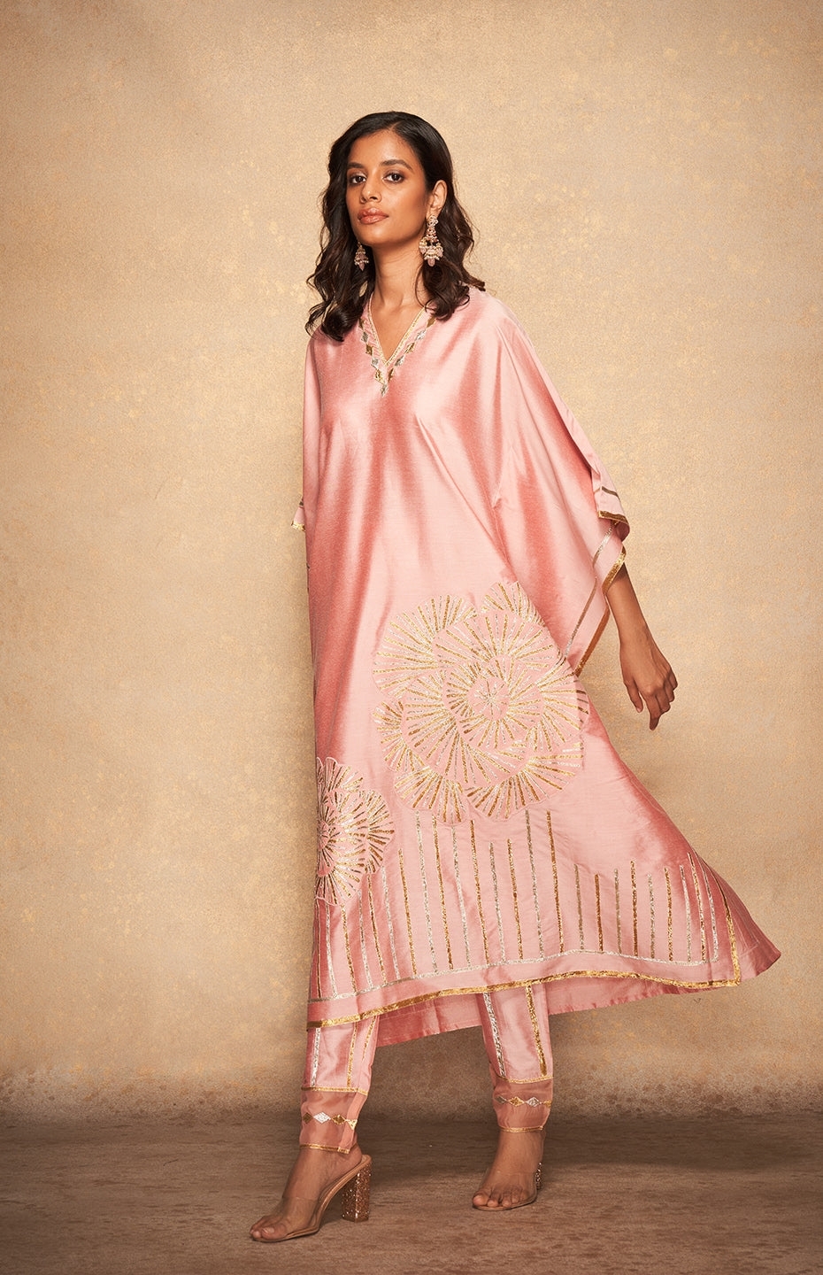 Pink Rose Gota Kaftan