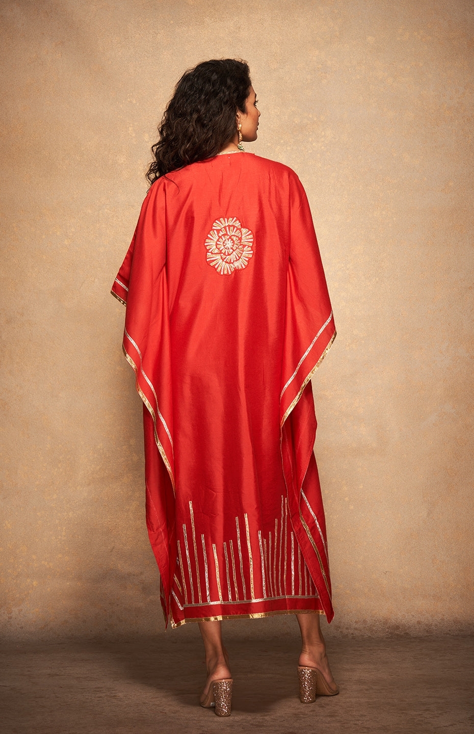 Red Rose Gota Kaftan