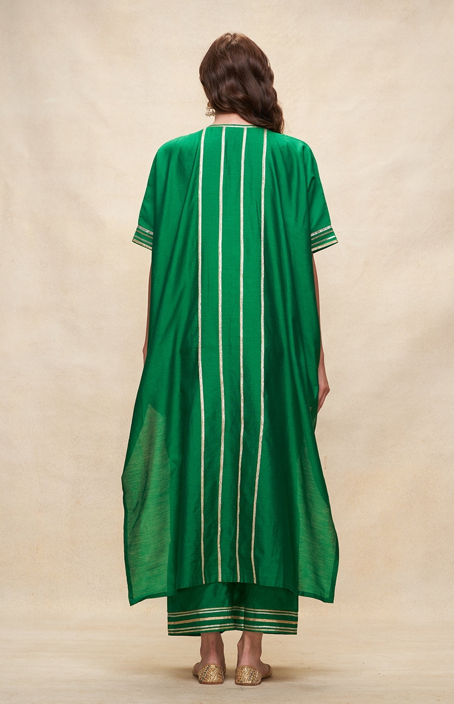 Green Gota Pleated Kaftan