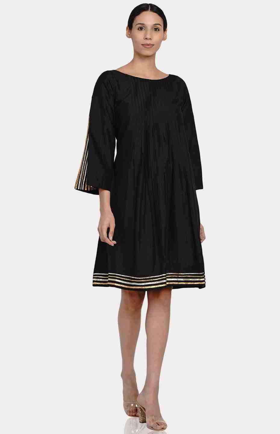 Black Knife Pleated Dress