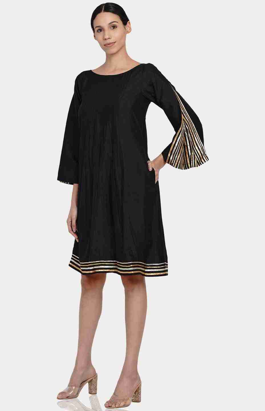 Black Knife Pleated Dress