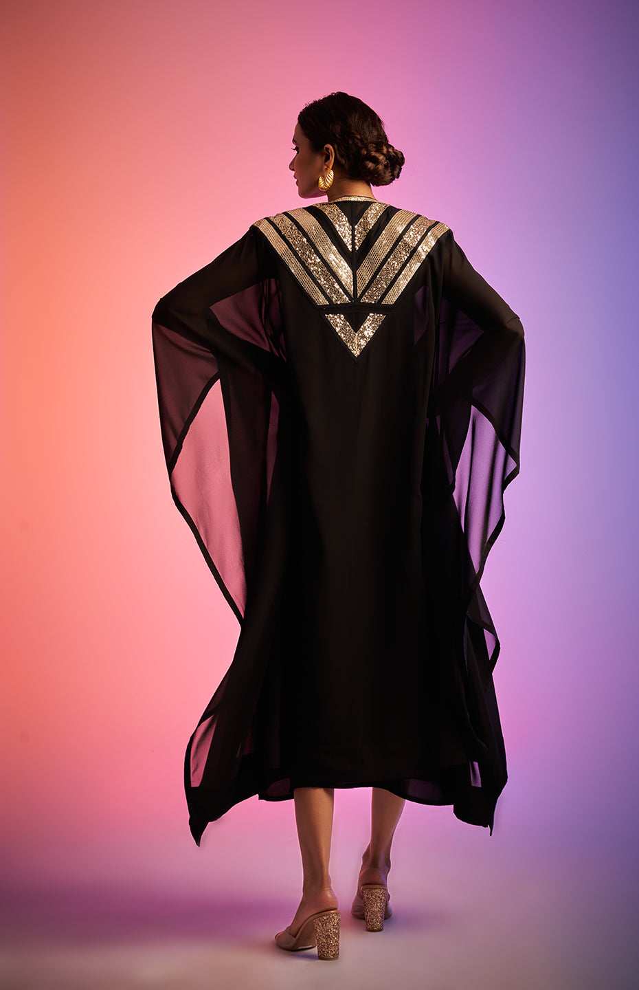 Black Sequins Kaftan