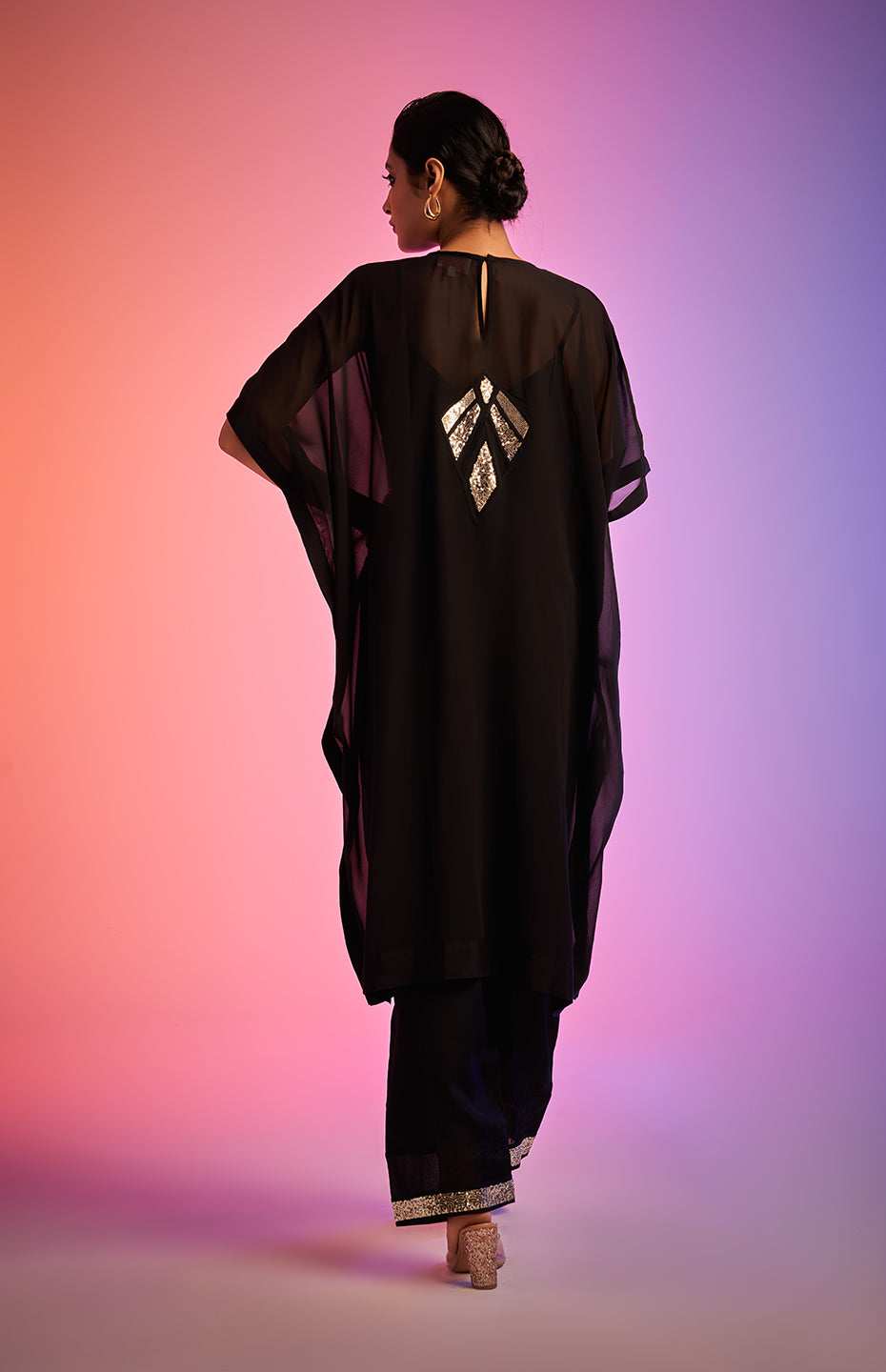 Black Sequins Kaftan Kurta