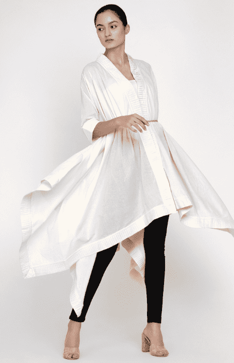 Off-White Long Pleated Coat