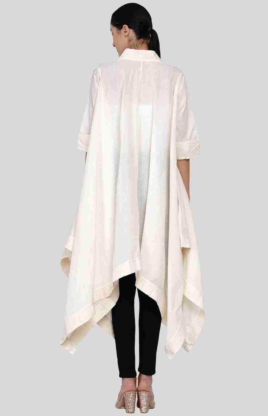 Off-White Long Pleated Coat