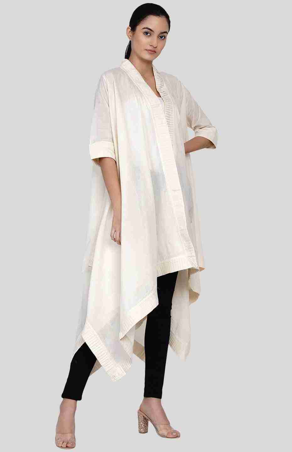 Off-White Long Pleated Coat