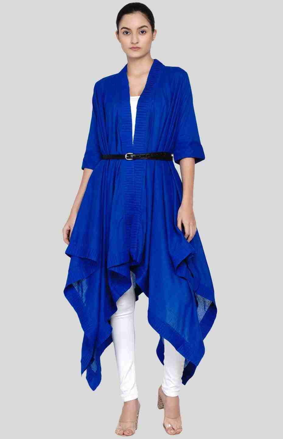 Blue Long Pleated Coat