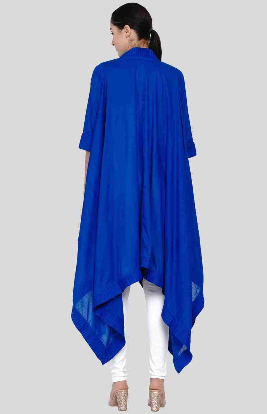 Blue Long Pleated Coat