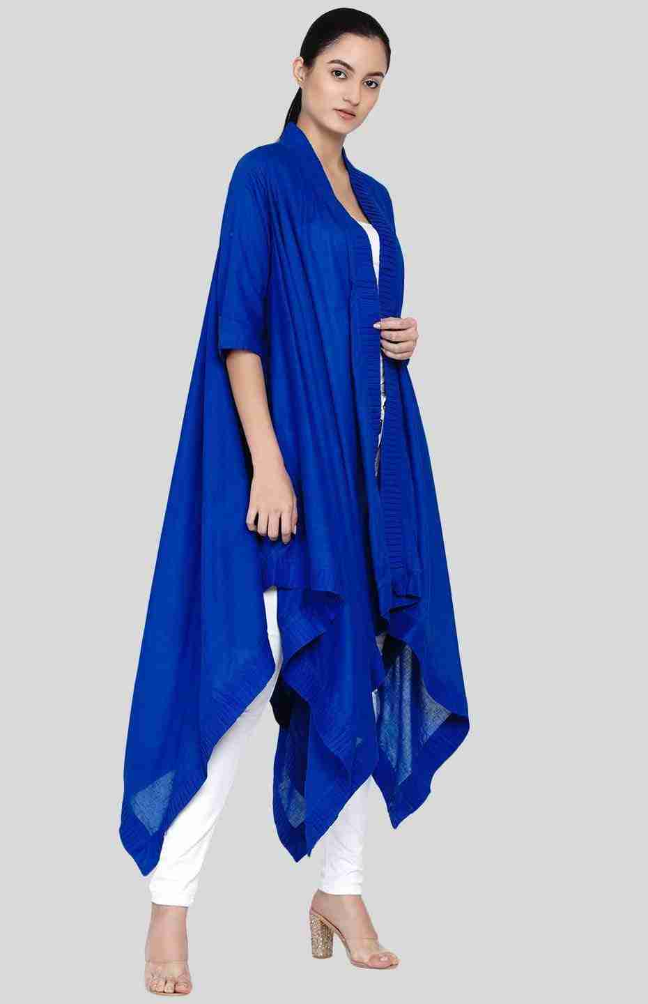 Blue Long Pleated Coat