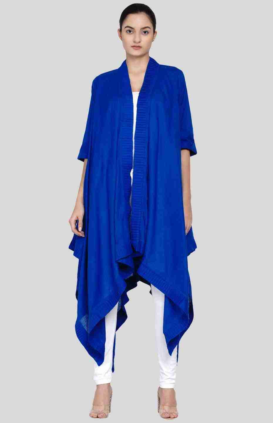 Blue Long Pleated Coat