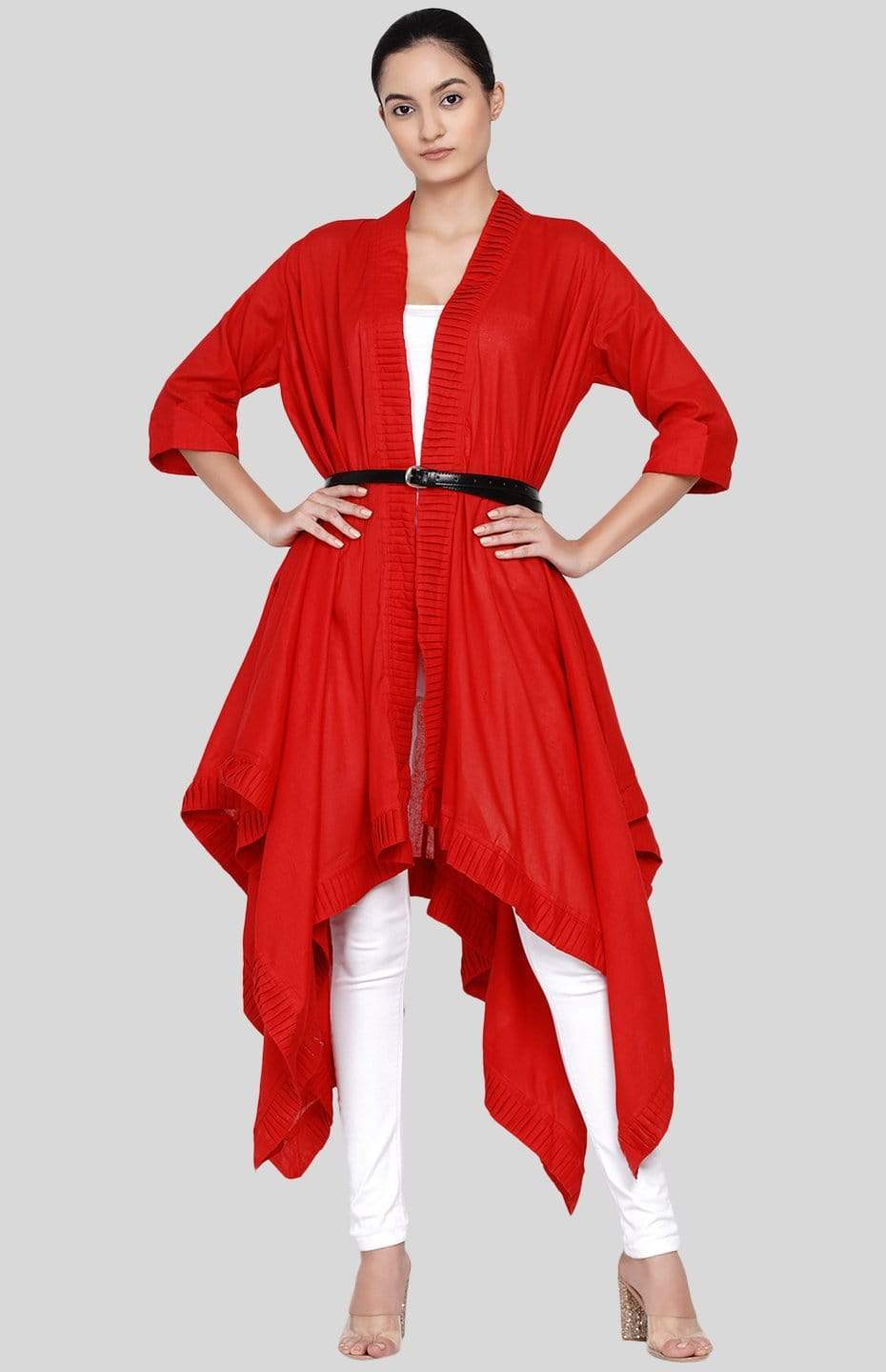 Red Long Pleated Coat