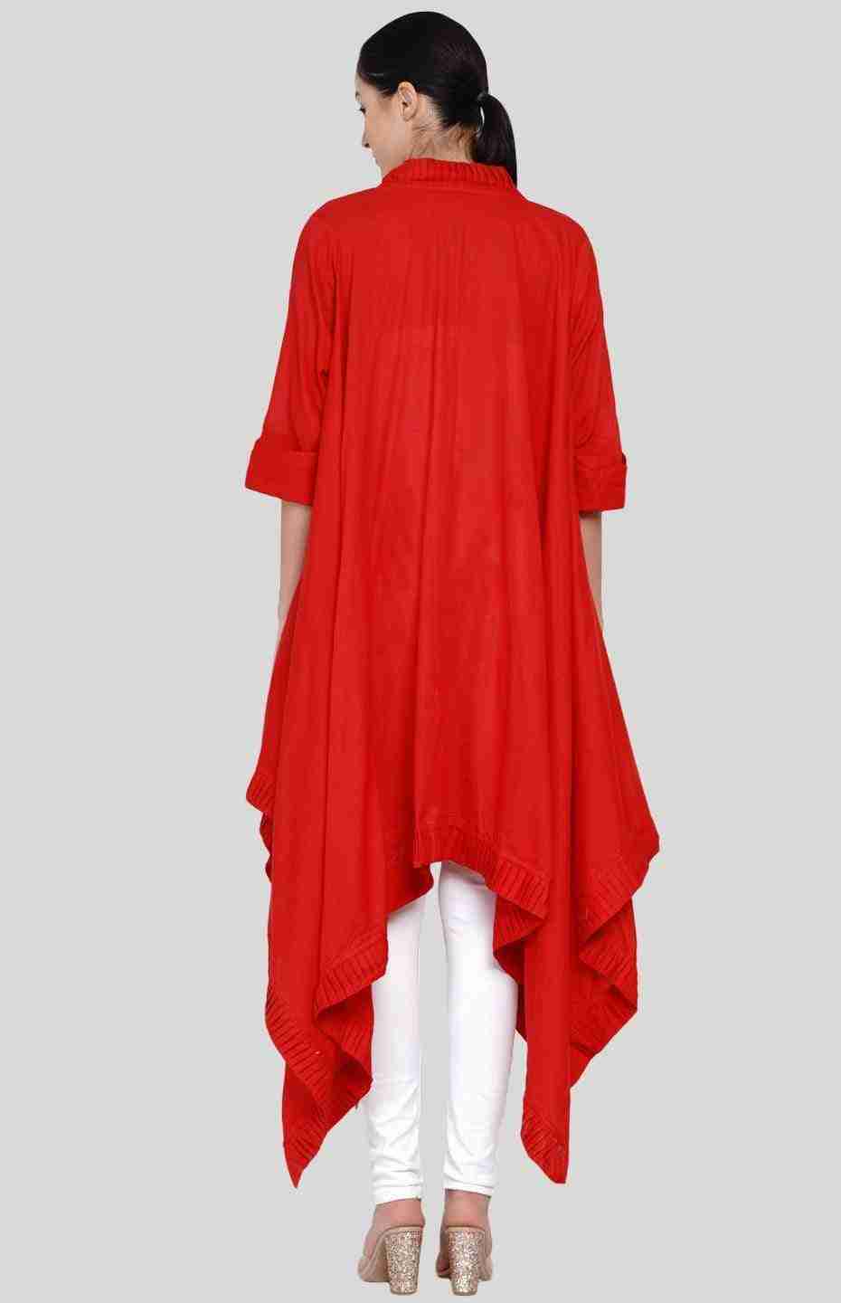 Red Long Pleated Coat