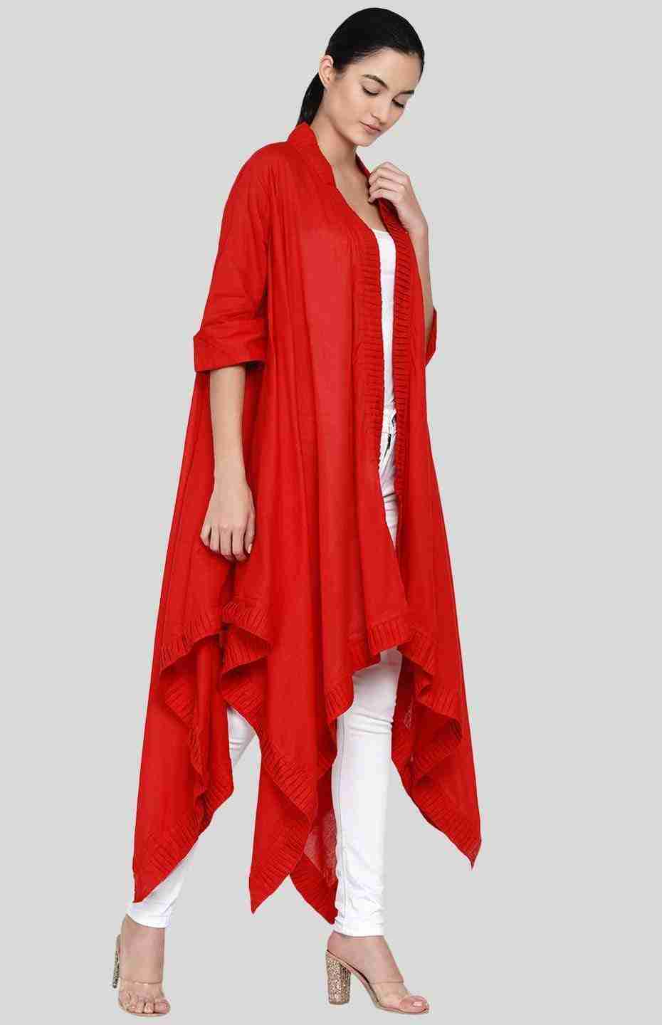 Red Long Pleated Coat