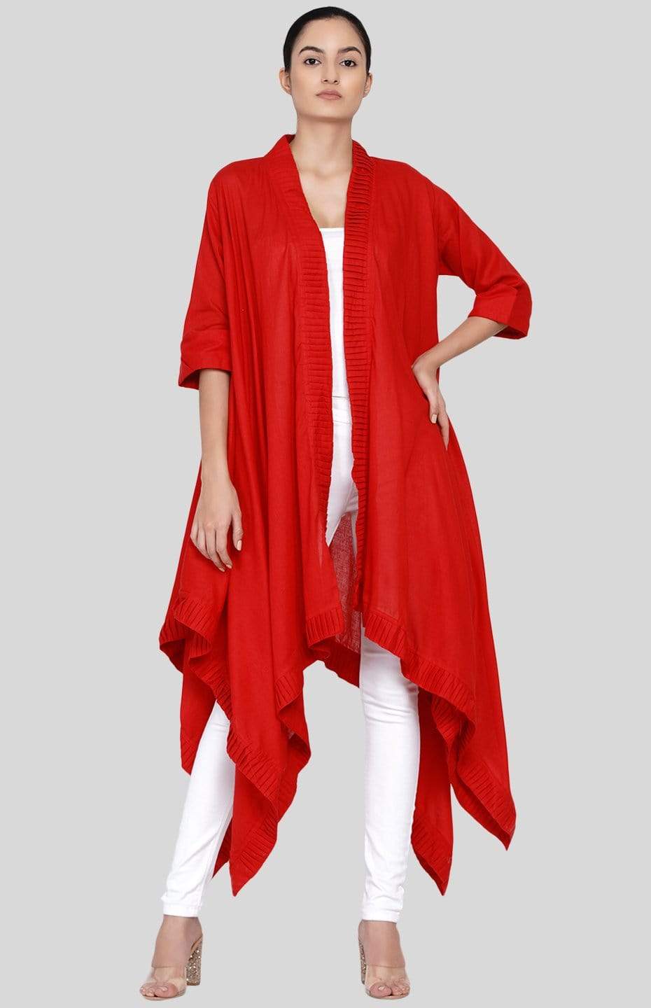 Red Long Pleated Coat