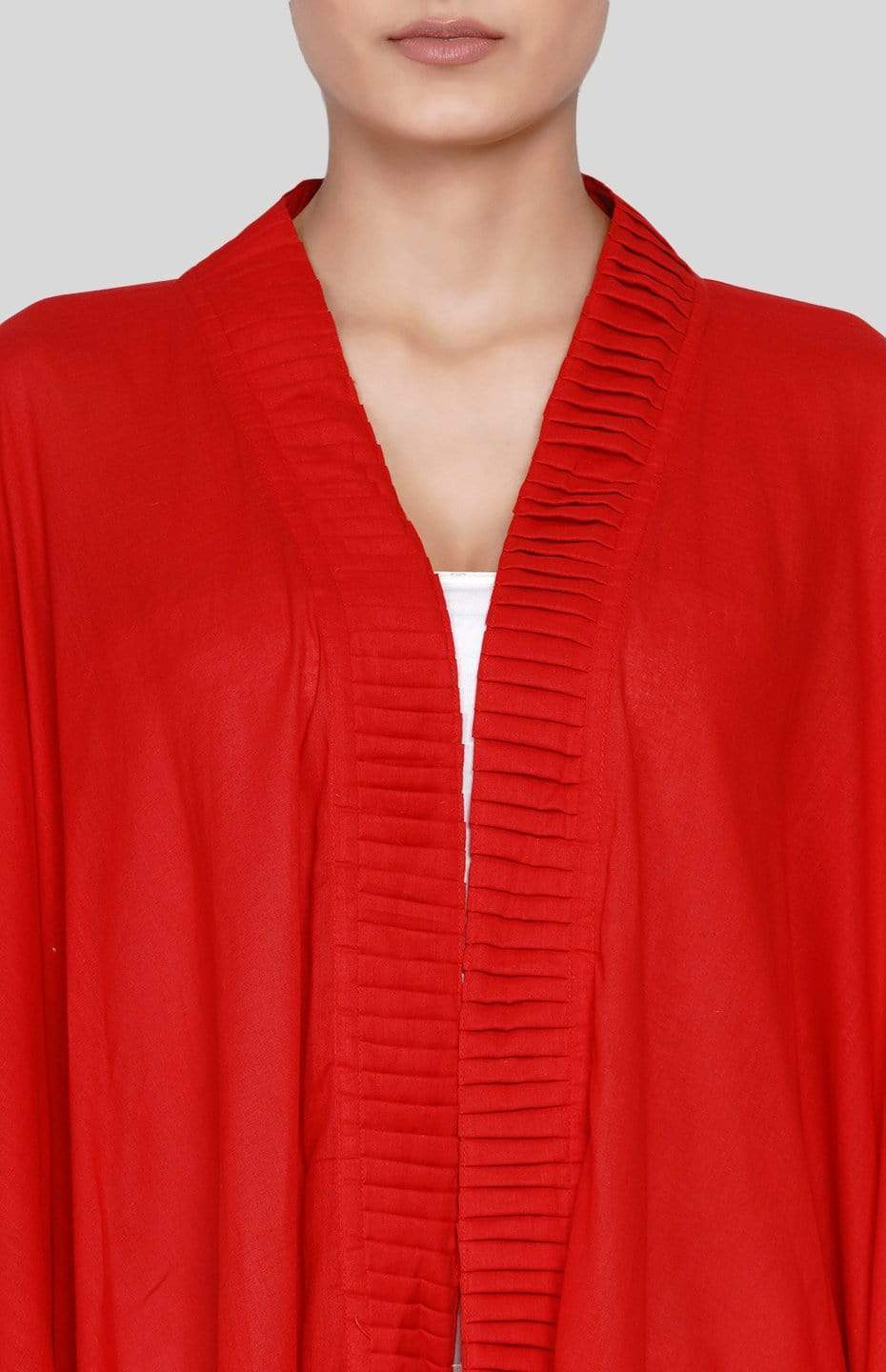 Red Long Pleated Coat