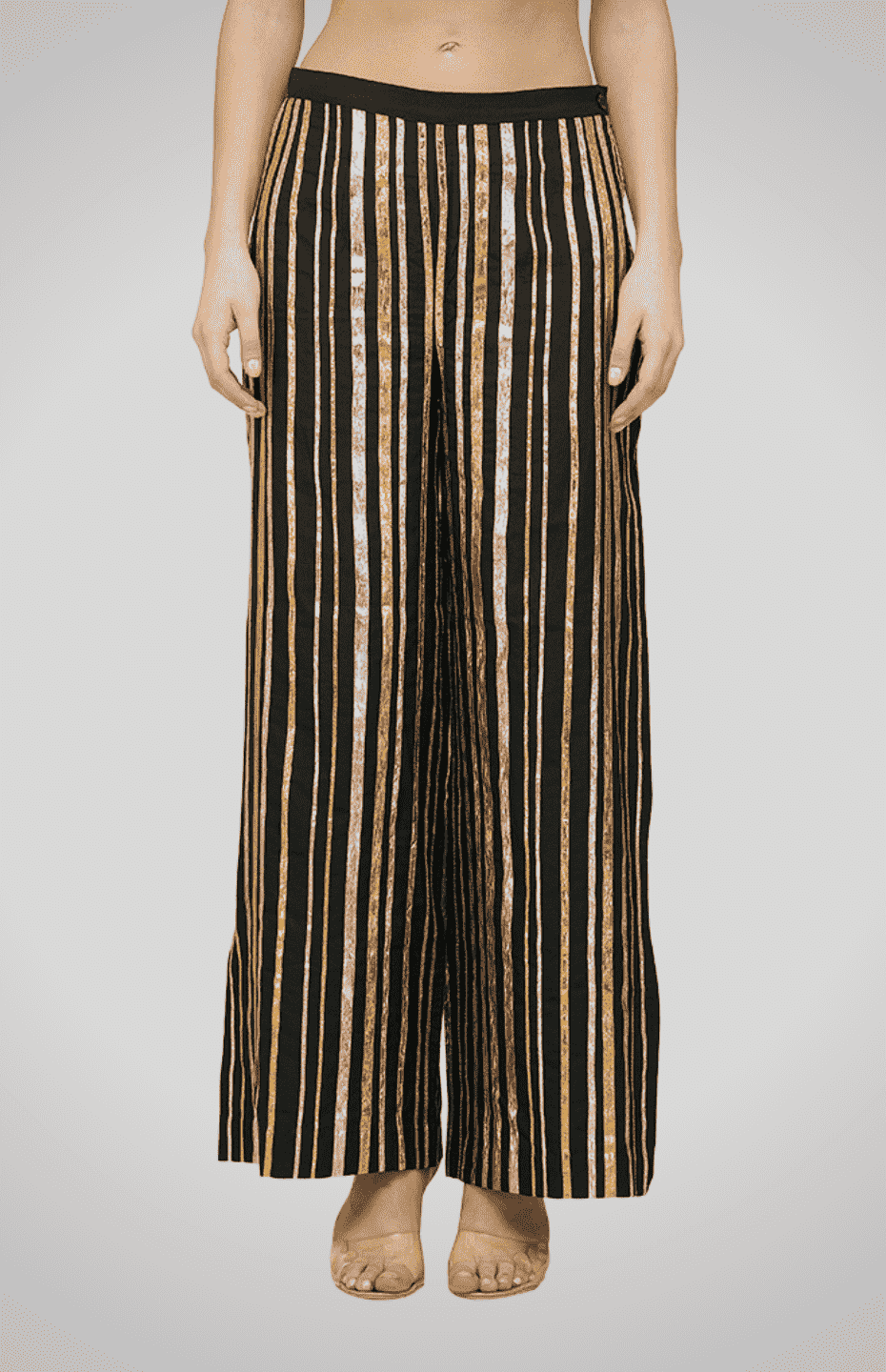 Black Gota Patti Memoni Pants