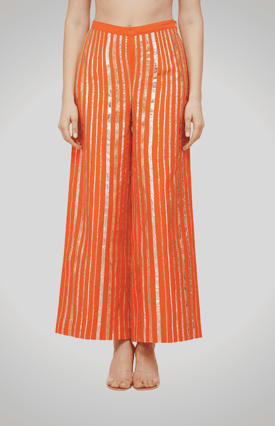Orange Gota Patti Memoni Pants