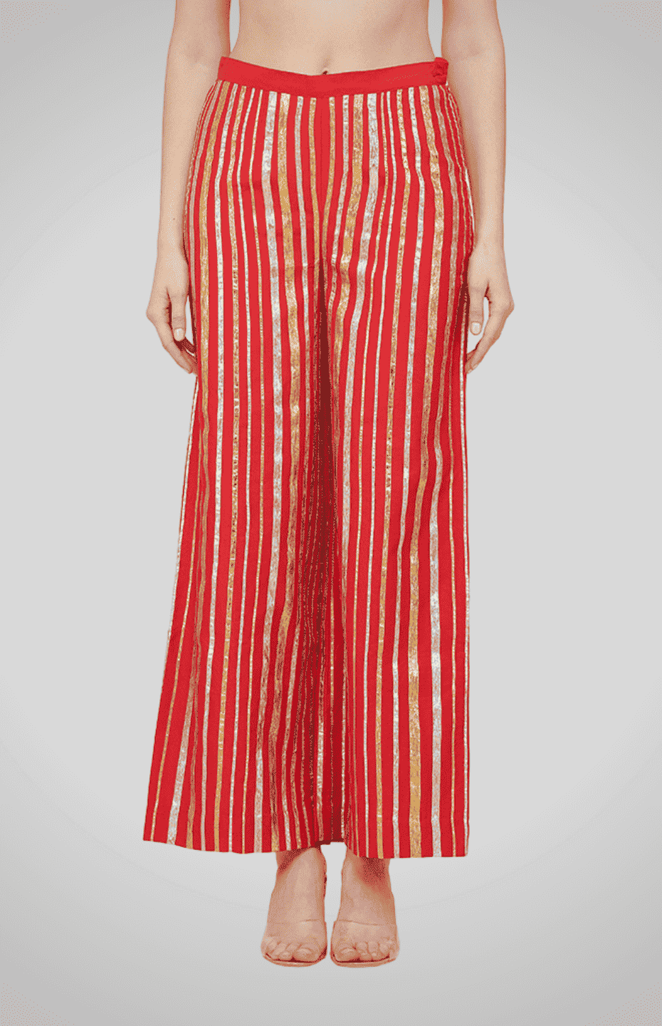Red Gota Patti Memoni Pants