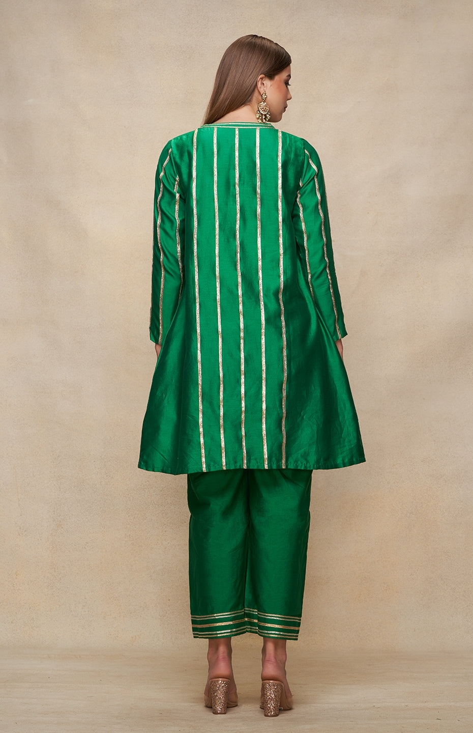 Green Open Gota Kurta Dress