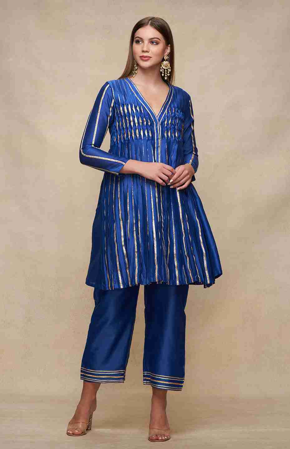 Royal Blue Open Gota Kurta Dress