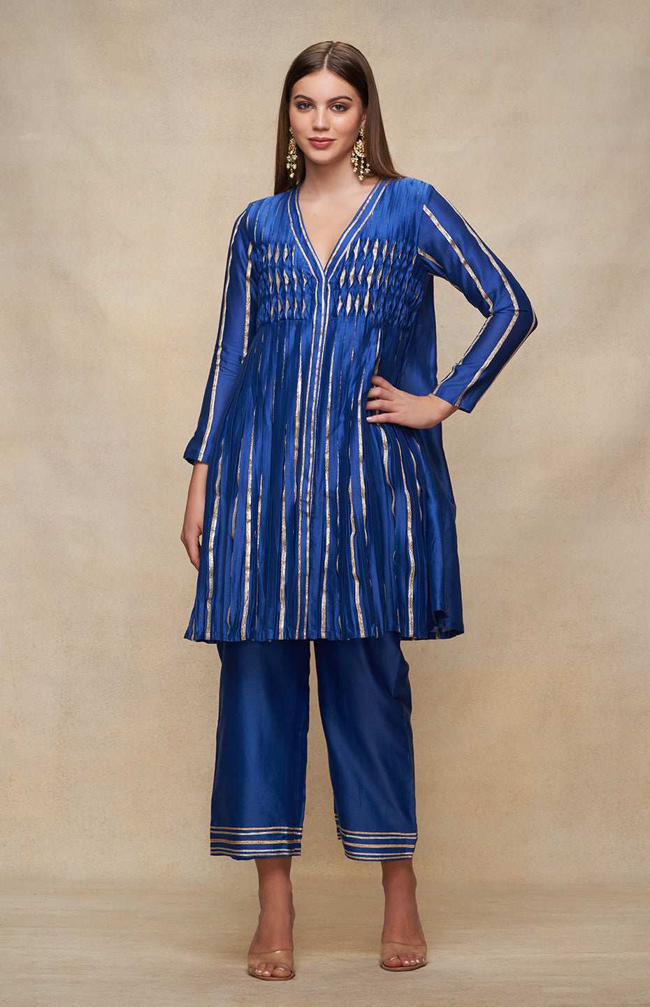 Royal Blue Open Gota Kurta Dress