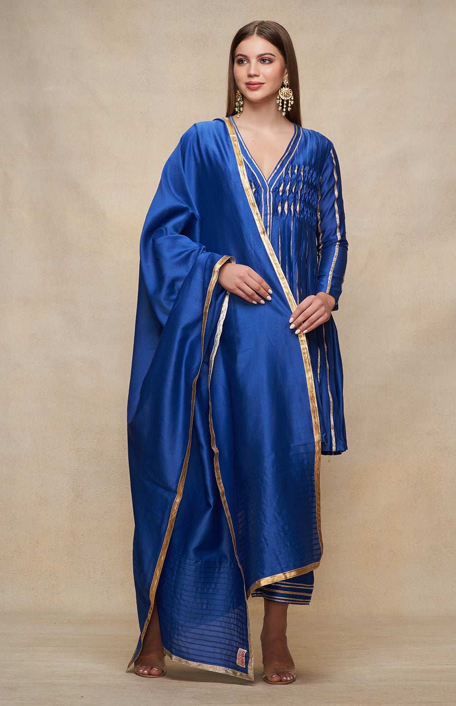 Royal Blue Open Gota Kurta Dress