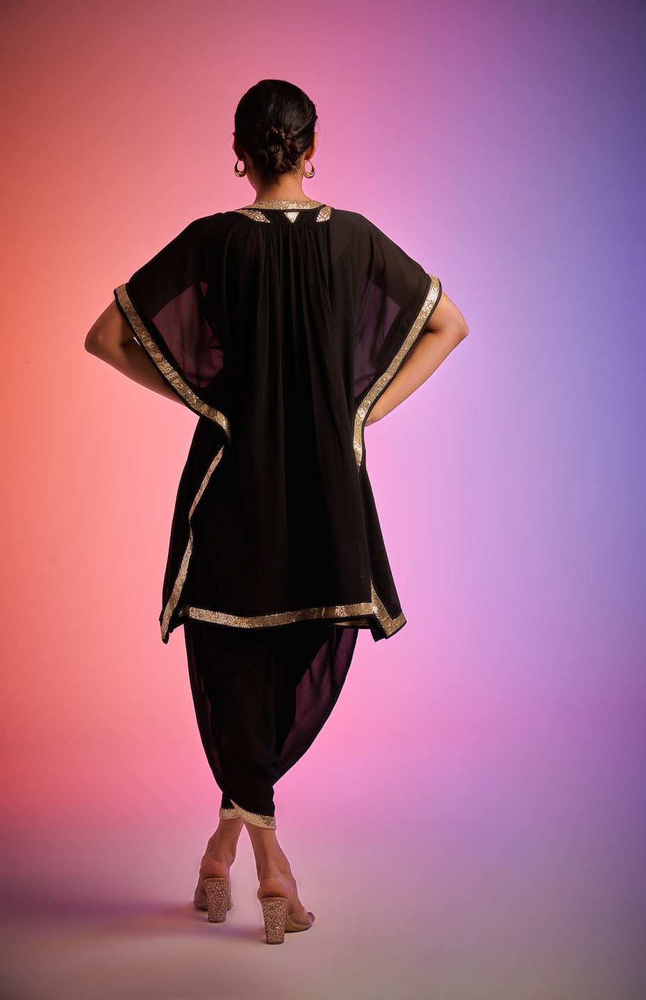 Black Sequins Tulip Pants