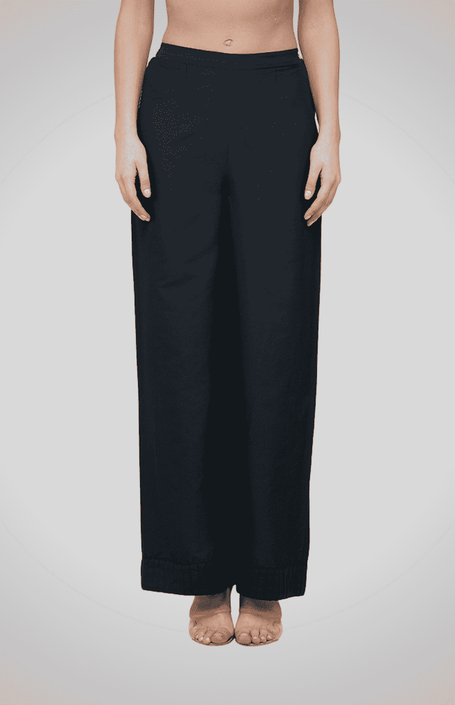 Black Palazzo Pants with Pleated Hems