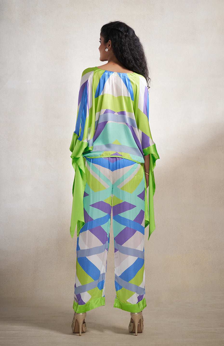 Green & Grey Abstract Top