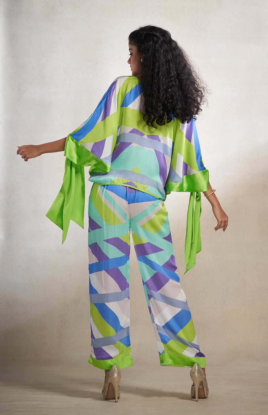 Green & Grey Abstract Top