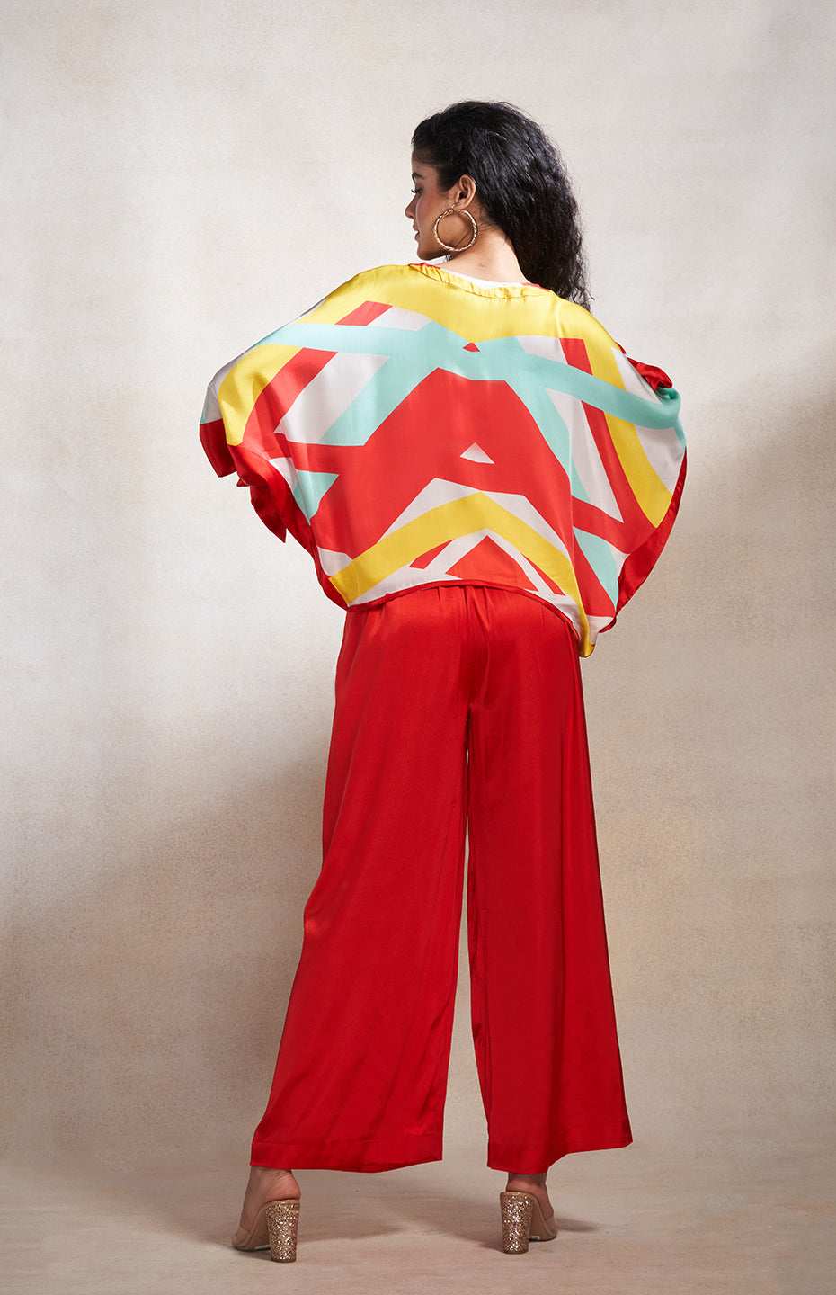 Red & Blue Abstract Top