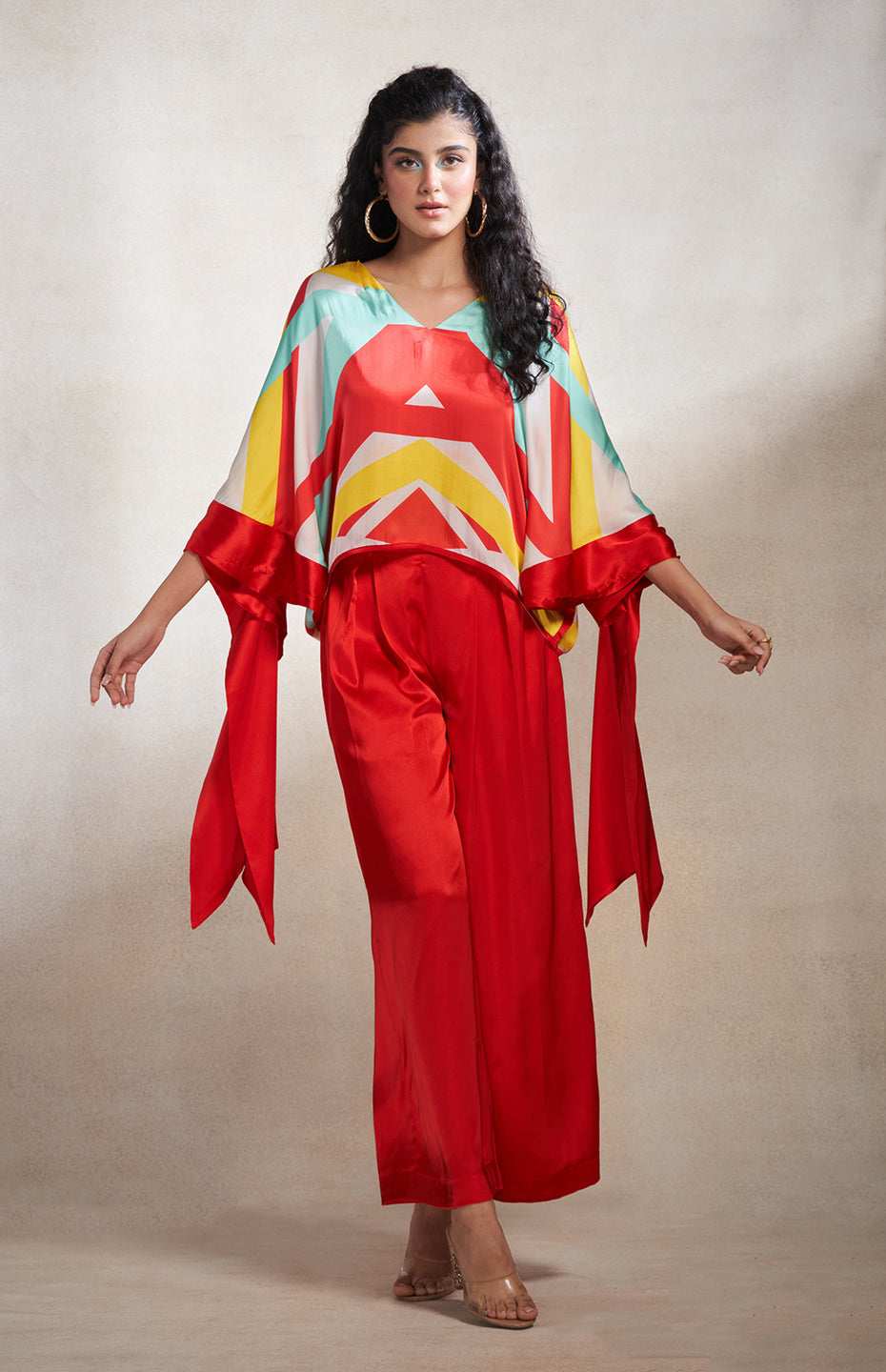 Red & Blue Abstract Top