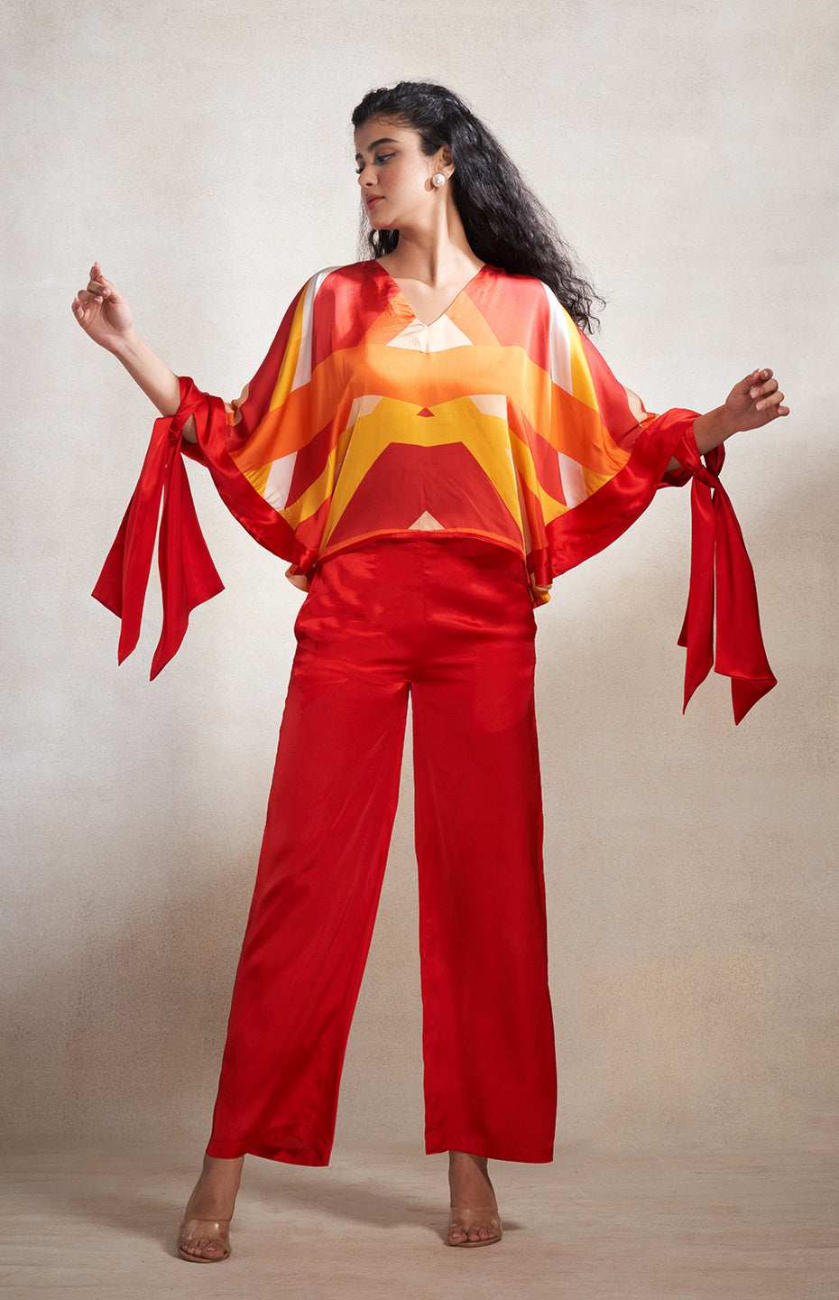 Red & Orange Abstract Top