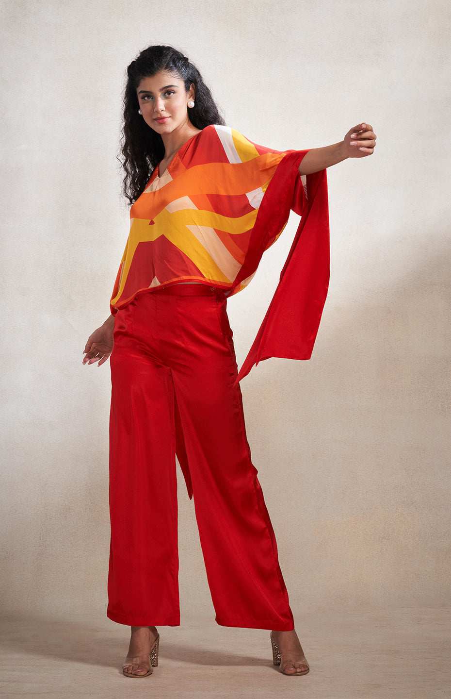 Red & Orange Abstract Top